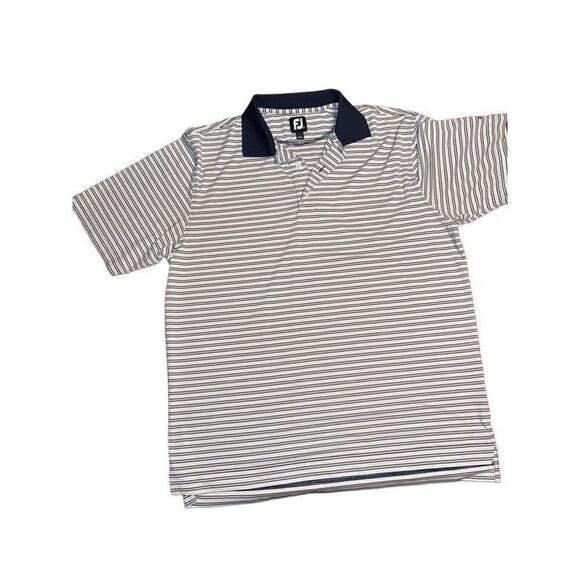FootJoy Other - FJ FootJoy Shirt Mens XL White, yellow and blue Striped Golf Polo Lightweight Sh